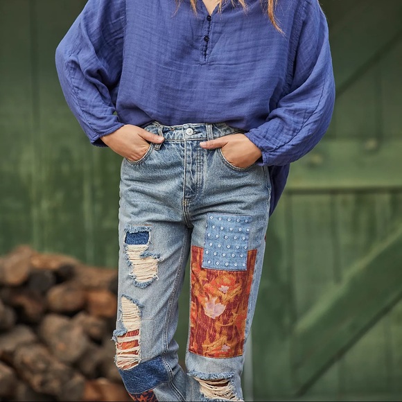 Free People BellaDonna Patchwork Jeans - Picture 2 of 11